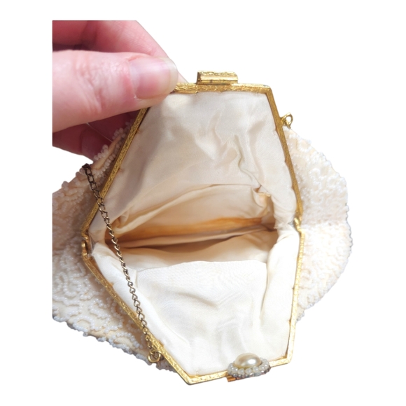 Antique Victorian Ornate Micro Beaded Evening Mini Opera Bag with Jeweled Clasp - Picture 6 of 13